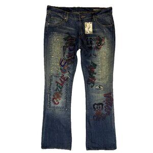 Chip & Pepper Distressed Graphic Jeans Soft Denim Pants Men's Size 32 AirBrushed